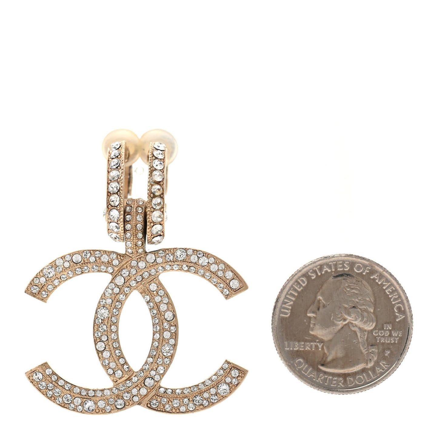 Crystal CC Clip On Earring Gold