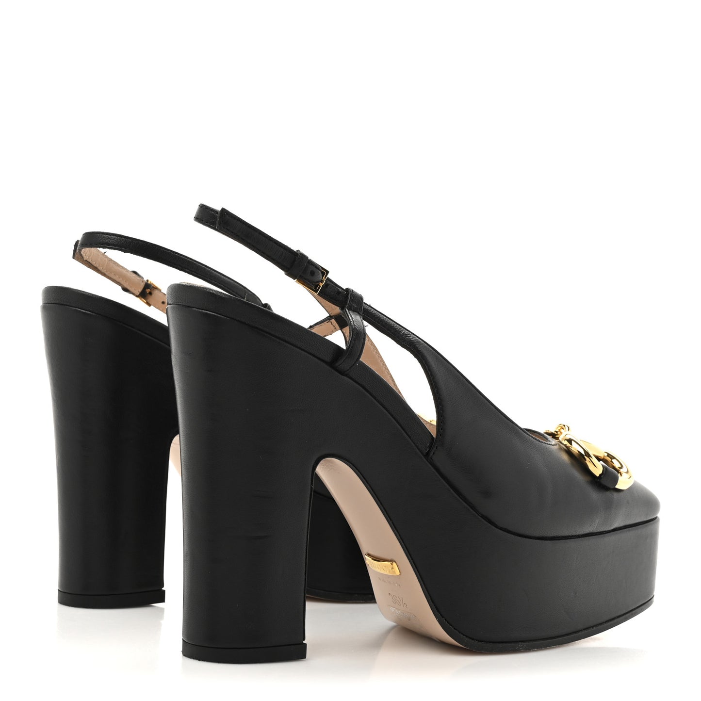 Nappa Horsebit Platform 35/120mm Slingback Pumps 36.5 Black