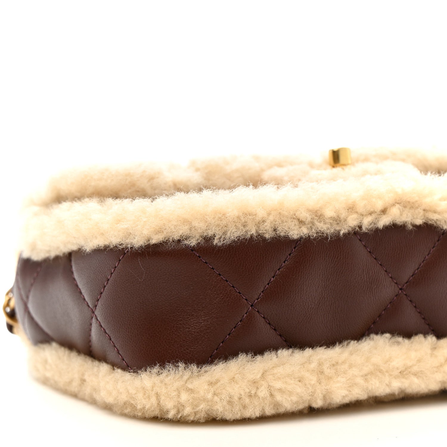 Chanel Shearling Lambskin Quilted Mini Furry Coco Flap Beige Dark Brown 9 of 12