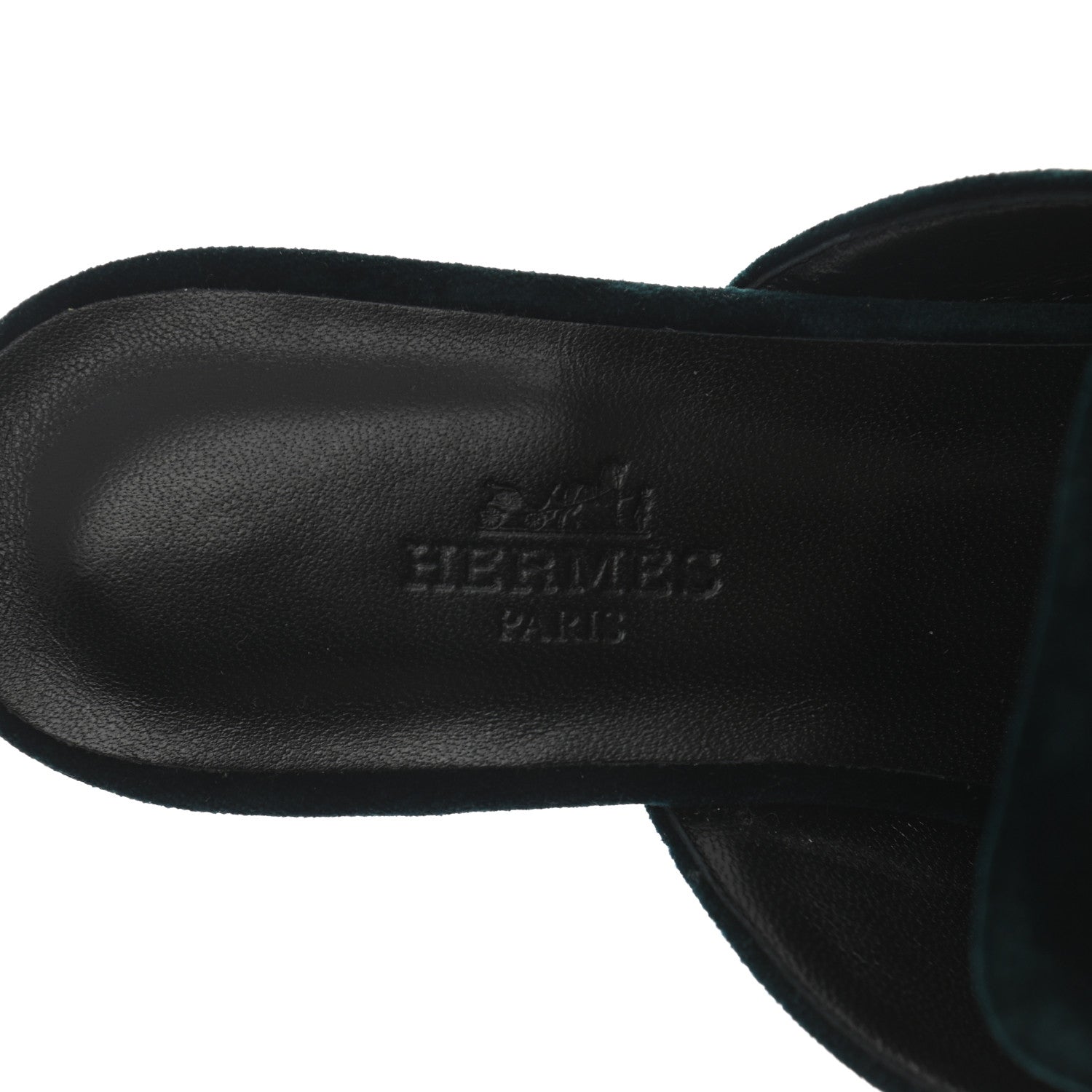 Hermes Velours Beauty Mules 36.5 Petrole 7 of 8