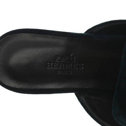 Hermes Velours Beauty Mules 36.5 Petrole 7 of 8