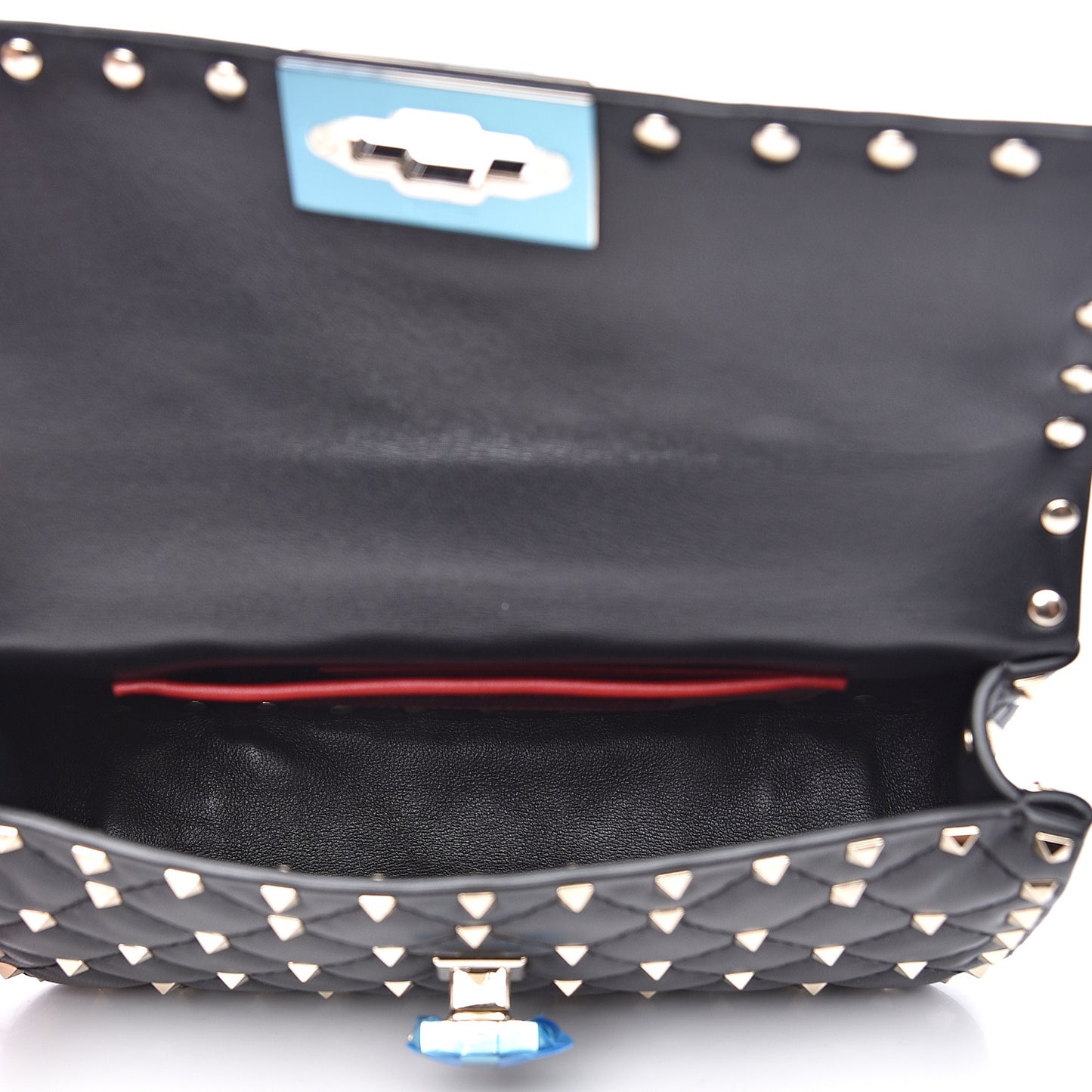 Lambskin Small Rockstud Spike Shoulder Bag Black