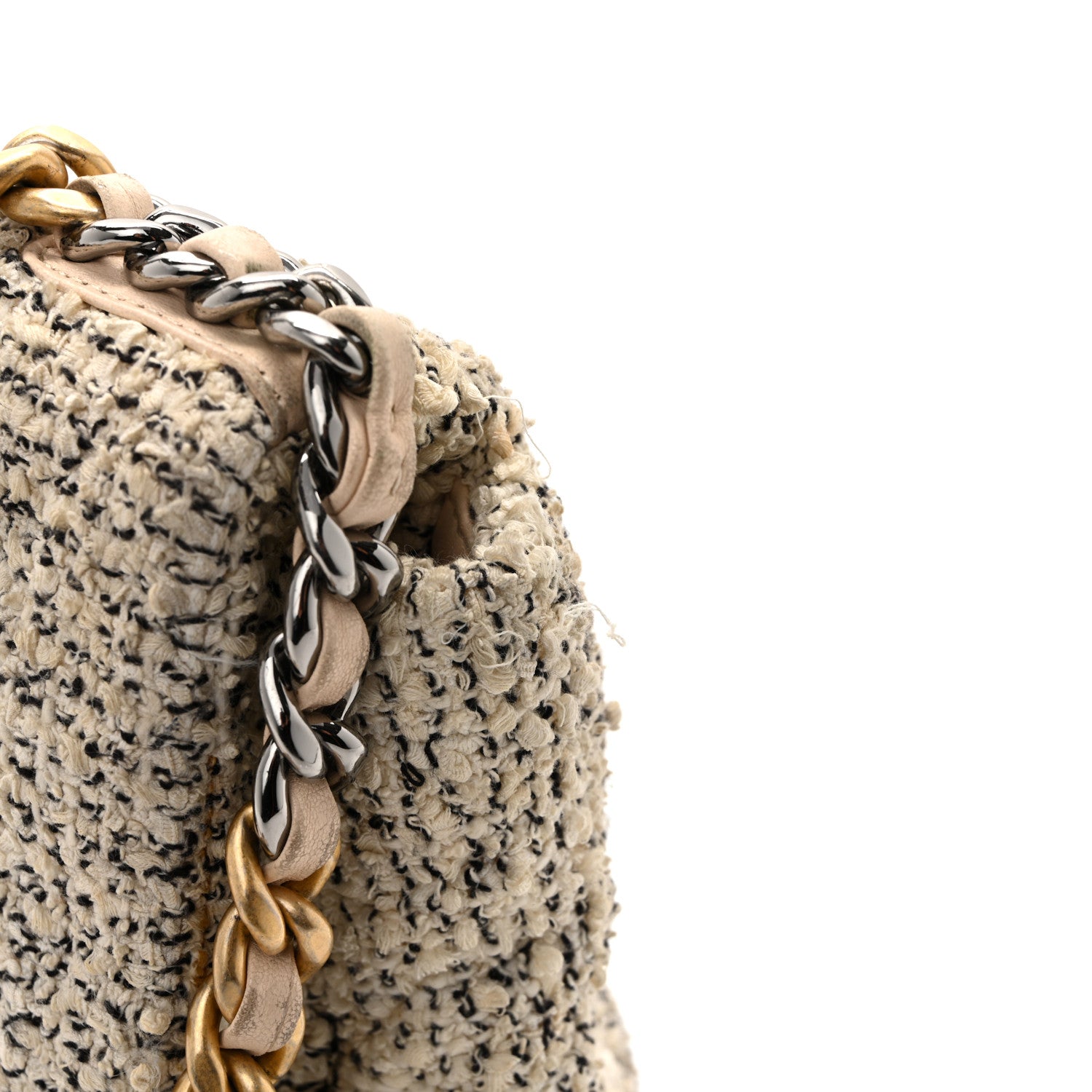 Chanel Tweed Quilted Medium Chanel 19 Flap Ecru Black 14 of 15