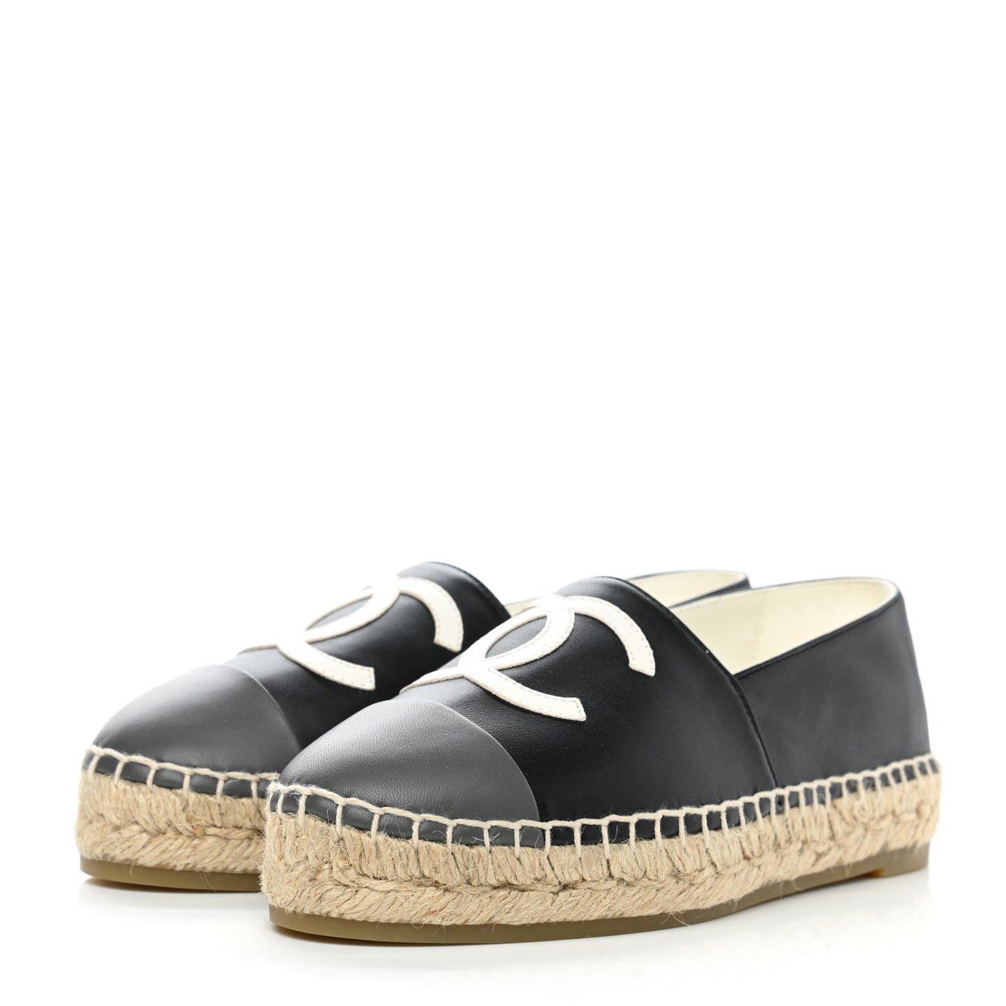 Lambskin CC Espadrilles 35 Black White Dark Grey