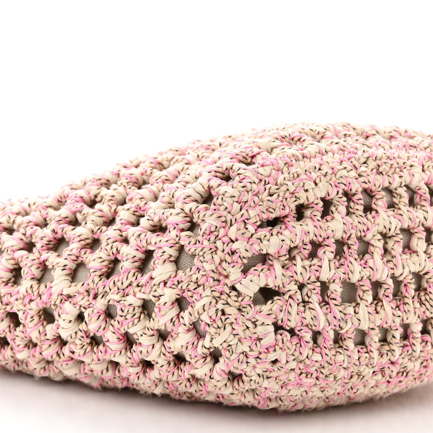 Chanel Mixed Fibers Calfskin Crochet Small Shopping Bag Beige Pink 9 of 10