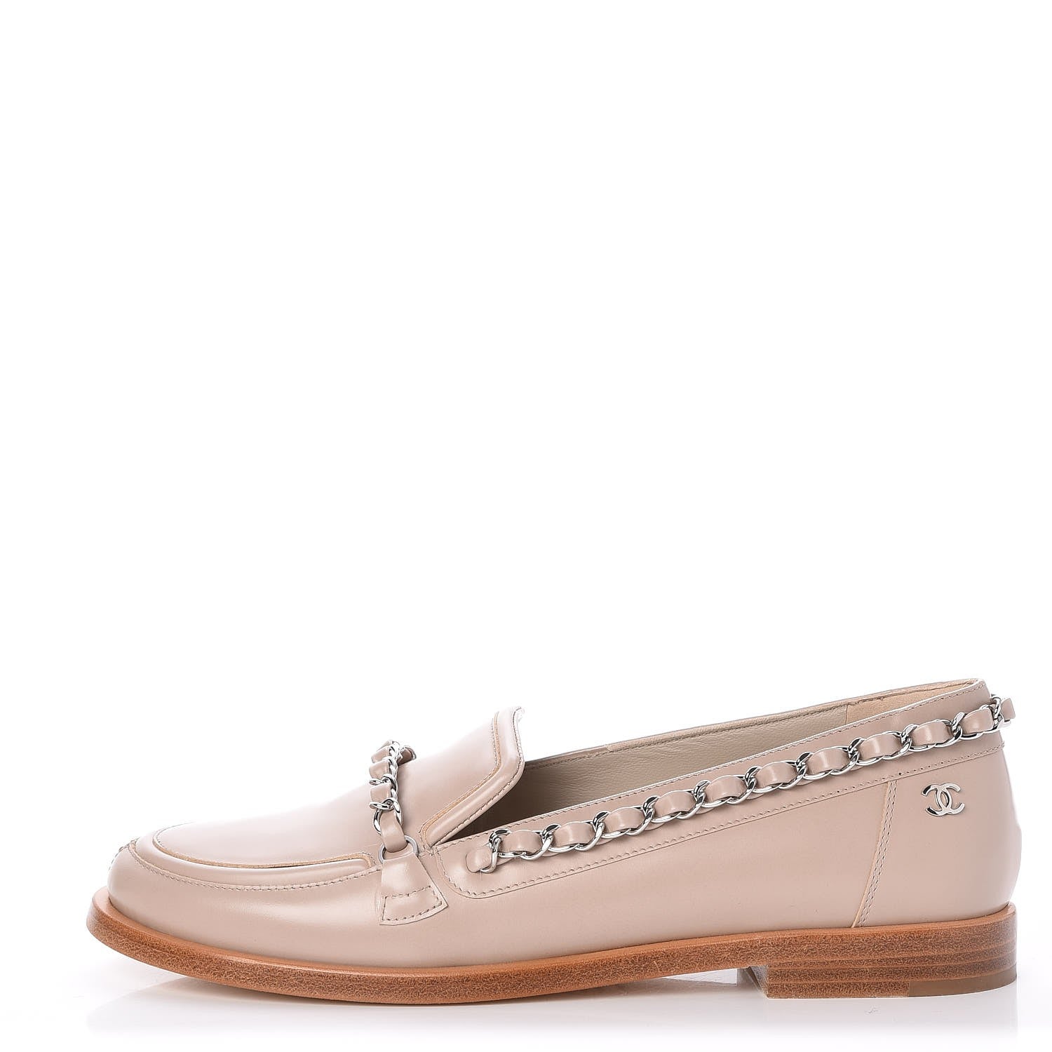 Chanel Calfskin Chain Mocassin Loafers 35 Beige 1 of 8