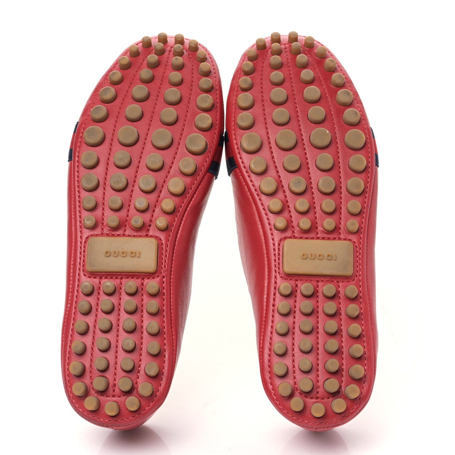 Gucci Calfskin Bayadere Bee Ballerina Flats 37 Hibiscus Red 5 of 8