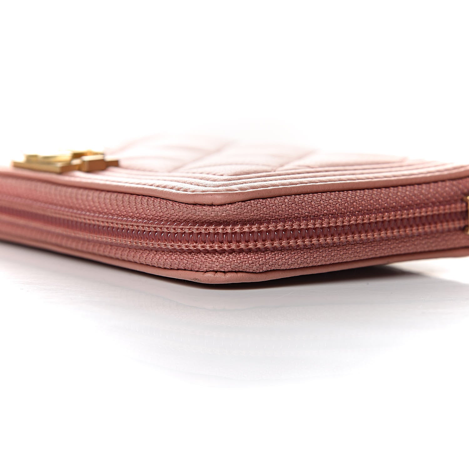 Chanel Caviar Quilted Boy Small Zip Around Wallet Pink 8 of 14