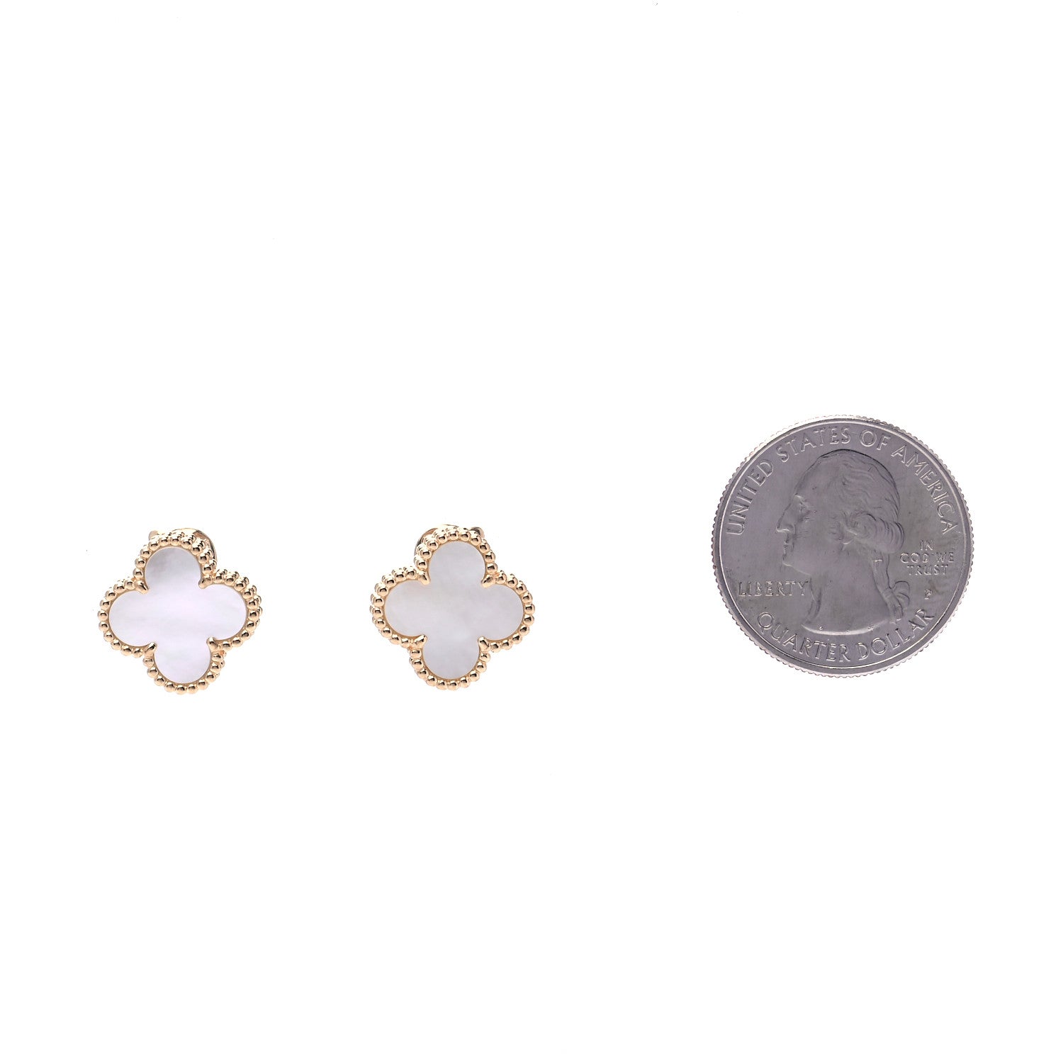 Van Cleef & Arpels 18K Yellow Gold Mother of Pearl Vintage Alhambra Earrings 2 of 8