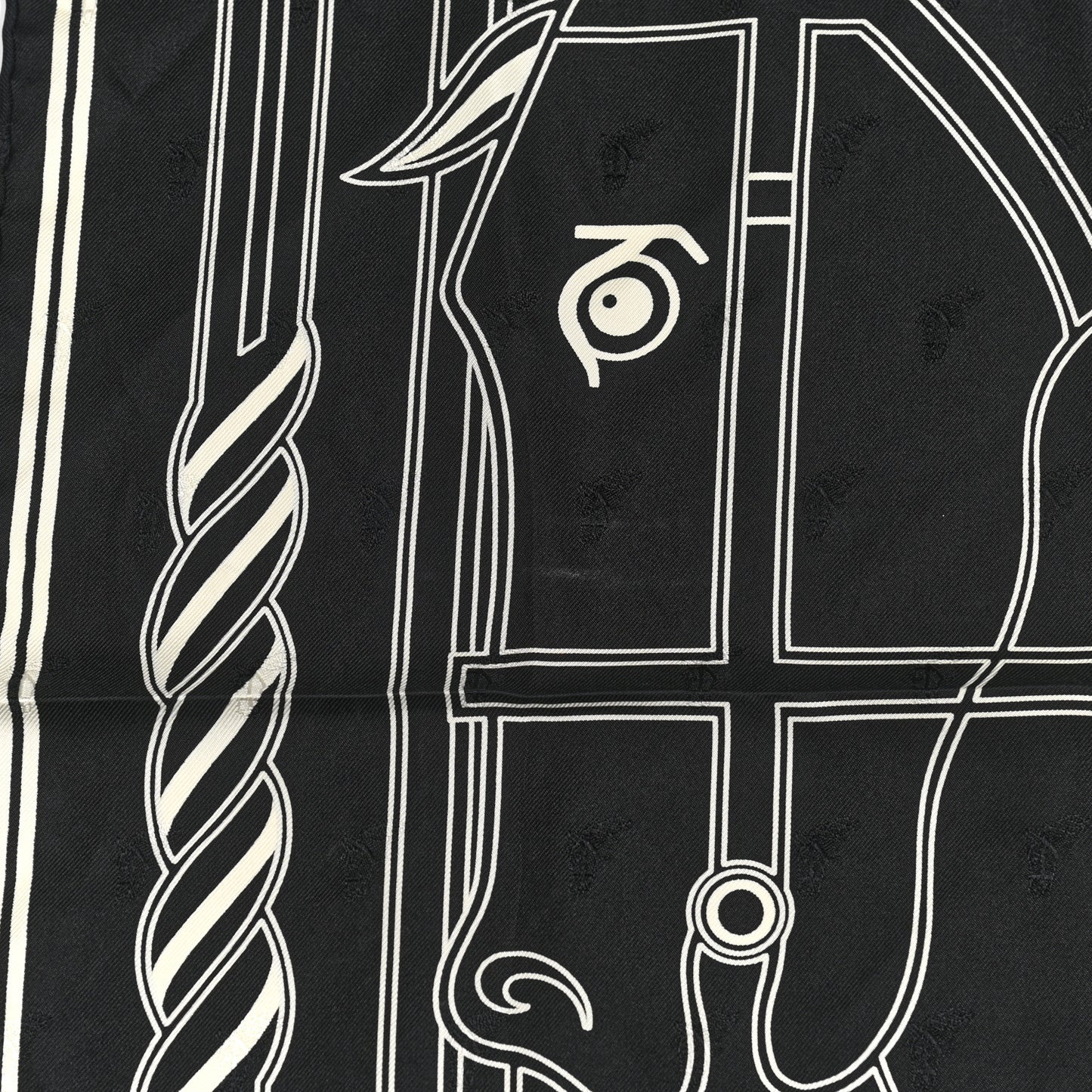 Silk Quadrige Au Fil Scarf 70 Black Creme