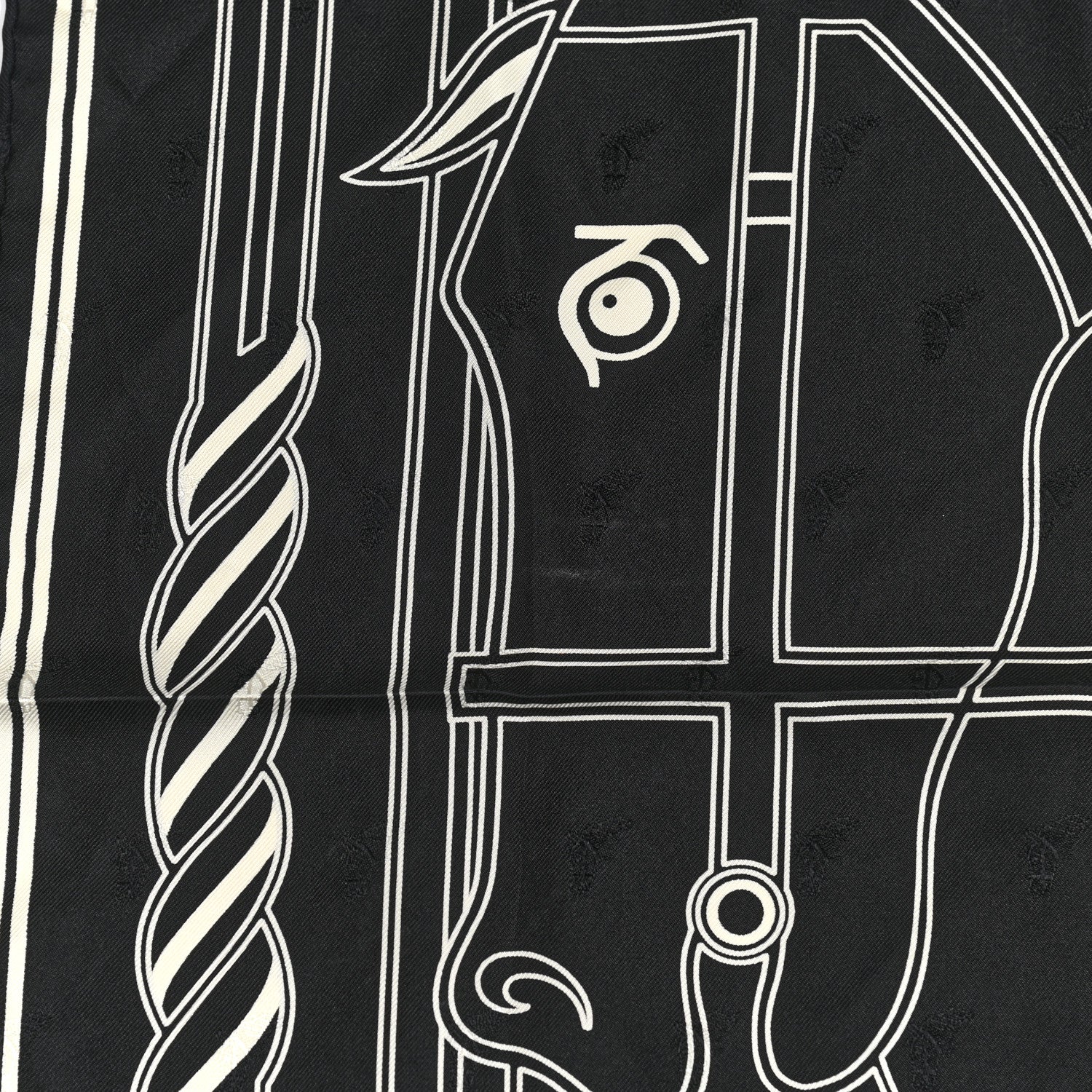 Hermes Silk Quadrige Au Fil Scarf 70 Black Creme 6 of 7
