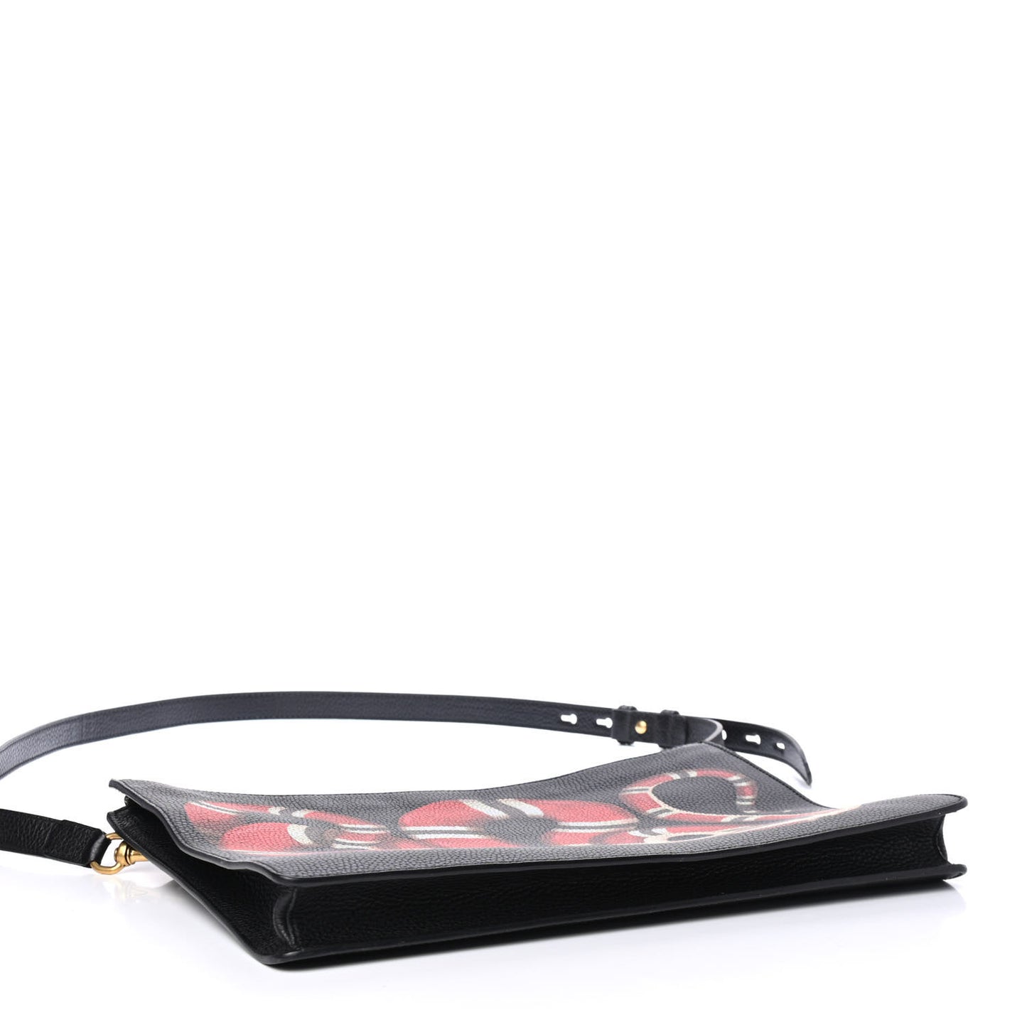 Calfskin Kingsnake Print Messenger Black