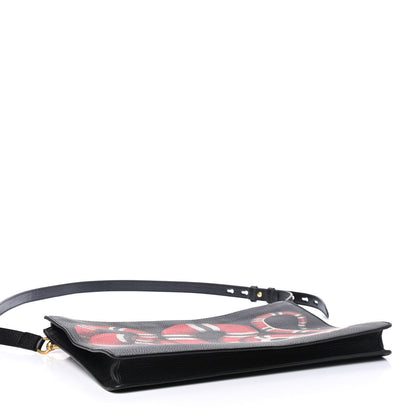 Gucci Calfskin Kingsnake Print Messenger Black 3 of 4