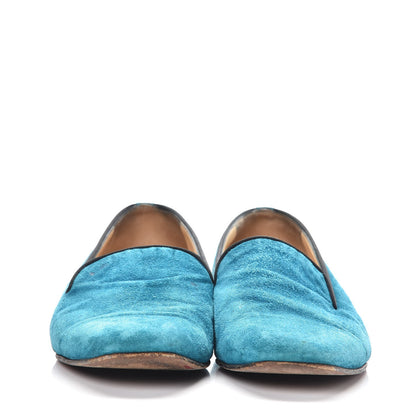 Christian Louboutin Veau Velours Henriette Flat Loafers 37.5 Peacock 2 of 9