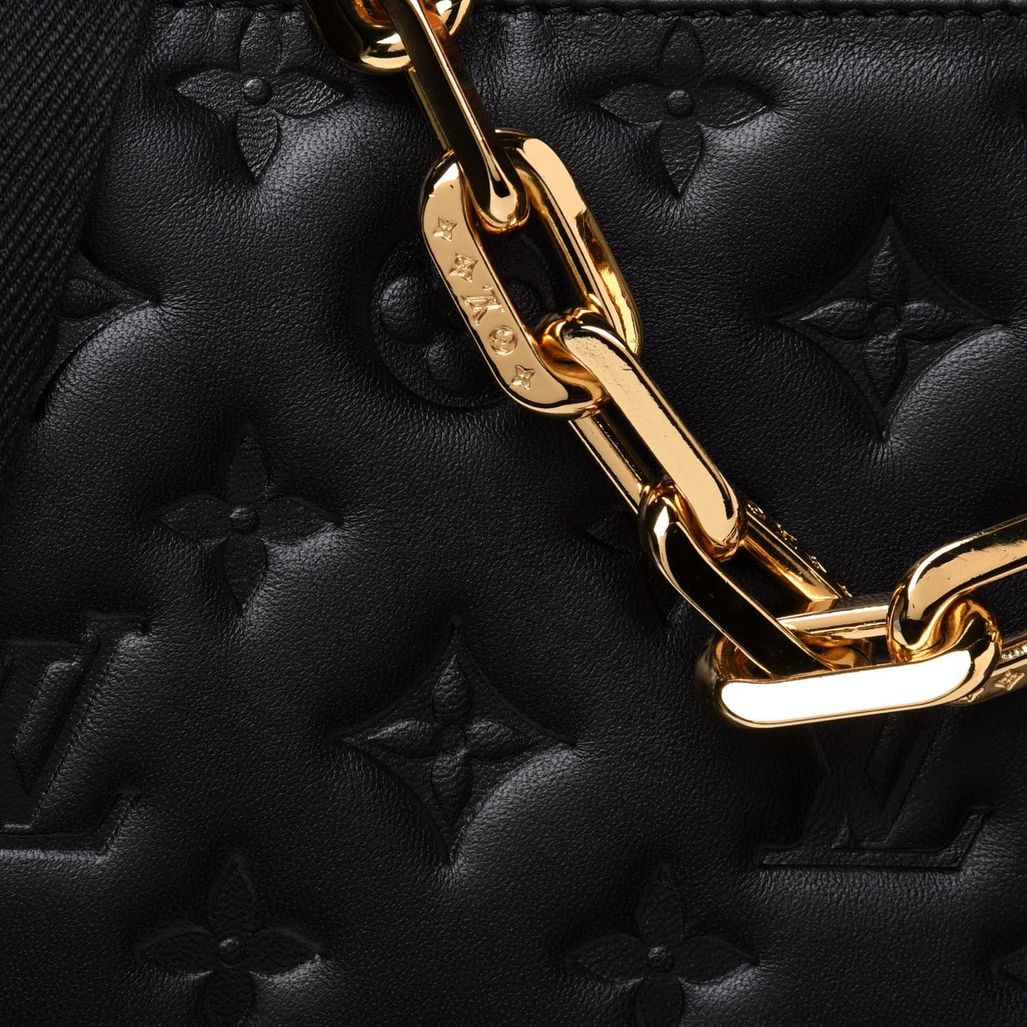 Lambskin Embossed Monogram Coussin PM Black