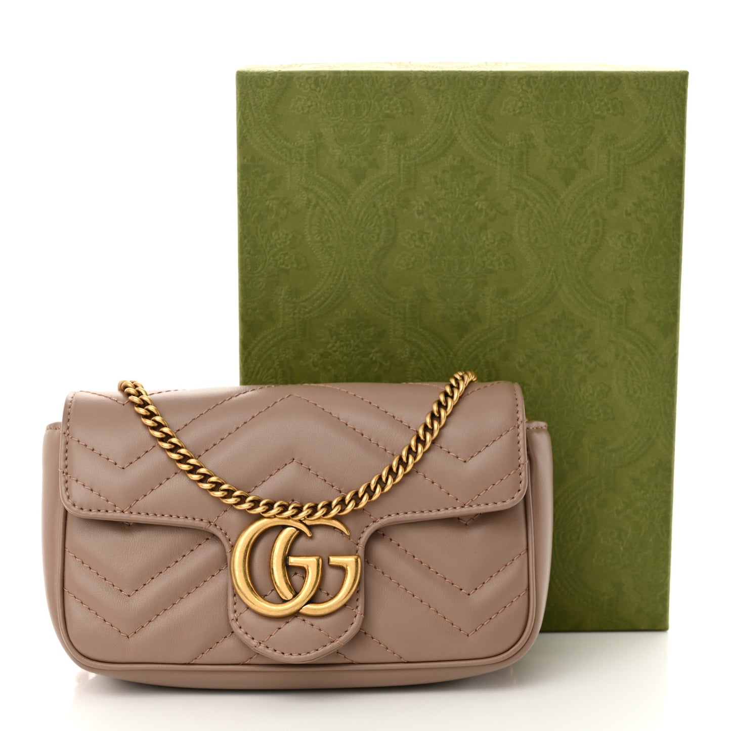 Calfskin Matelasse Super Mini GG Marmont Shoulder Bag Porcelain Rose