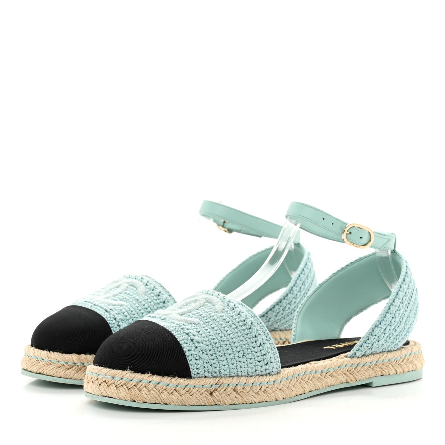 Embroidery Grosgrain CC Espadrilles 41 Light Blue Black