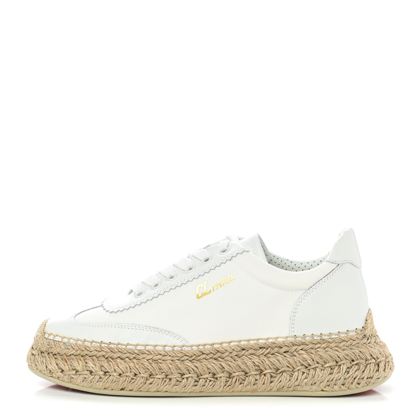 Toile Calfskin Espasneak Flat Sneaker 38 Ivory