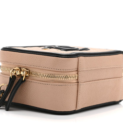 Chanel Caviar Quilted Small CC Filigree Vanity Case Beige Black 9 of 10
