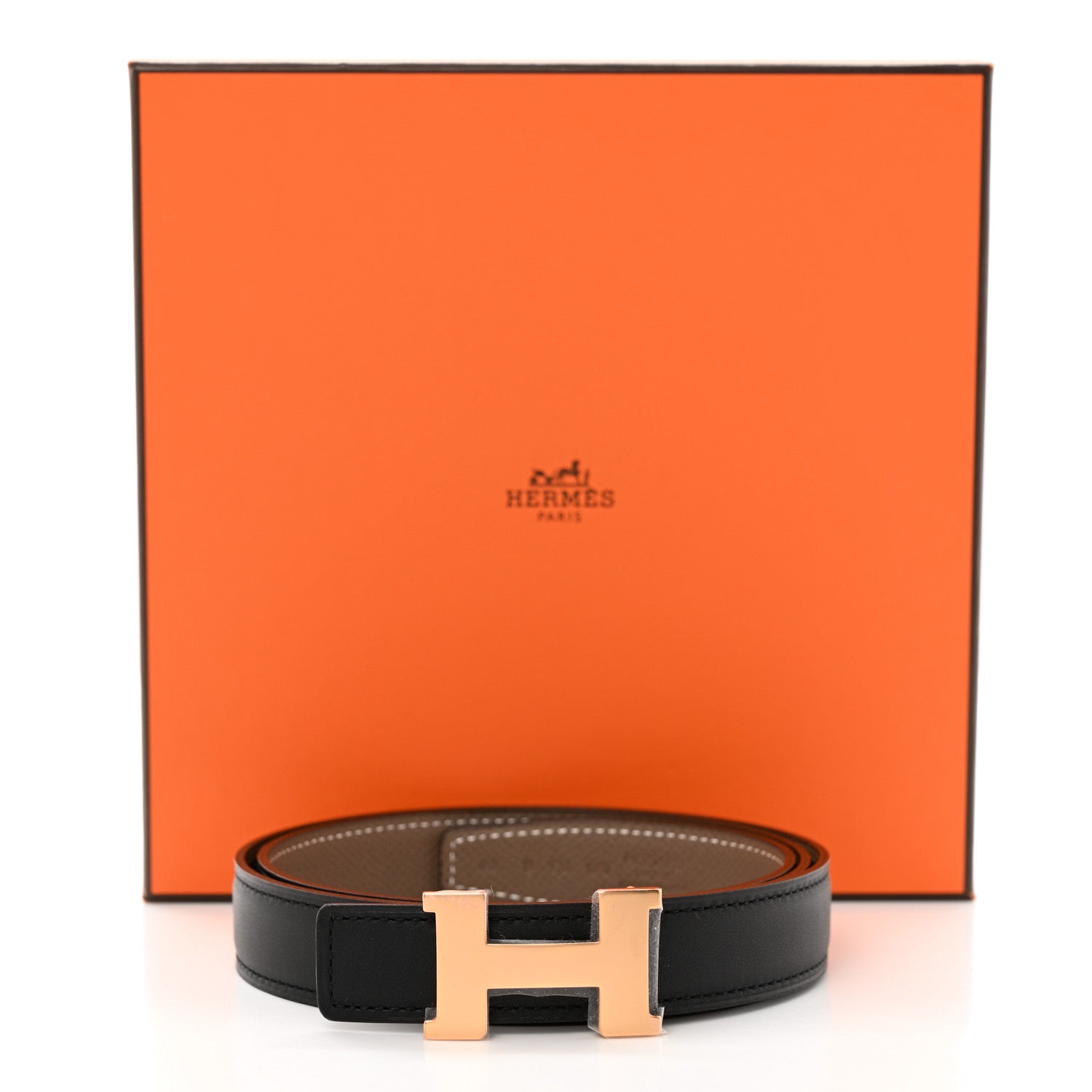 Hermes Swift Epsom 24mm Mini Constance H Belt 85 34 Black Etoupe 8 of 8