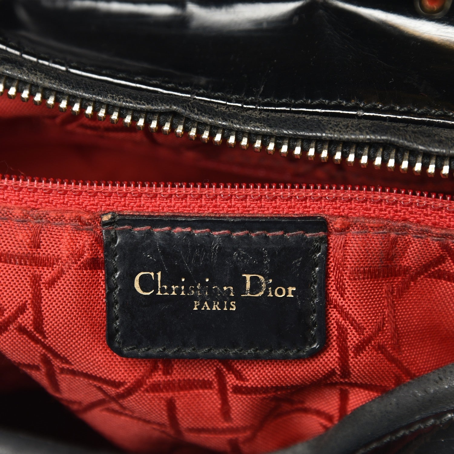 Christian Dior Vintage Patent Cannage Large Lady Dior Black 6 of 11