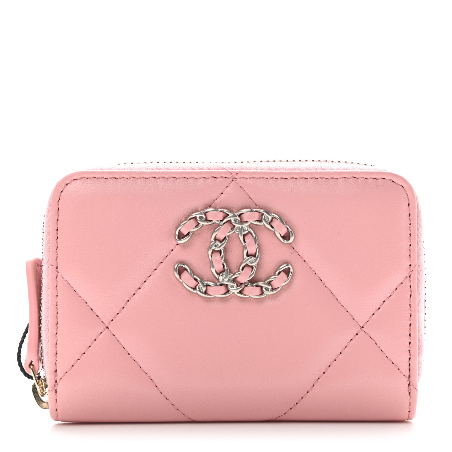 Chanel Lambskin Quilted Chanel 19 Zip Around Coin Purse Wallet Light Pink 1 of 7