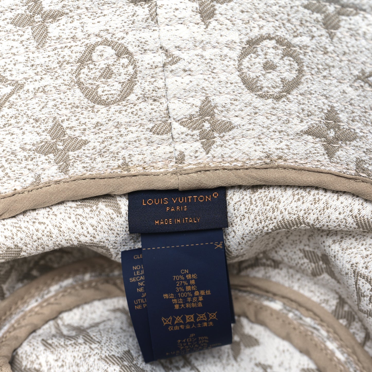 Monogram Denim Jacquard Bucket Hat S Beige