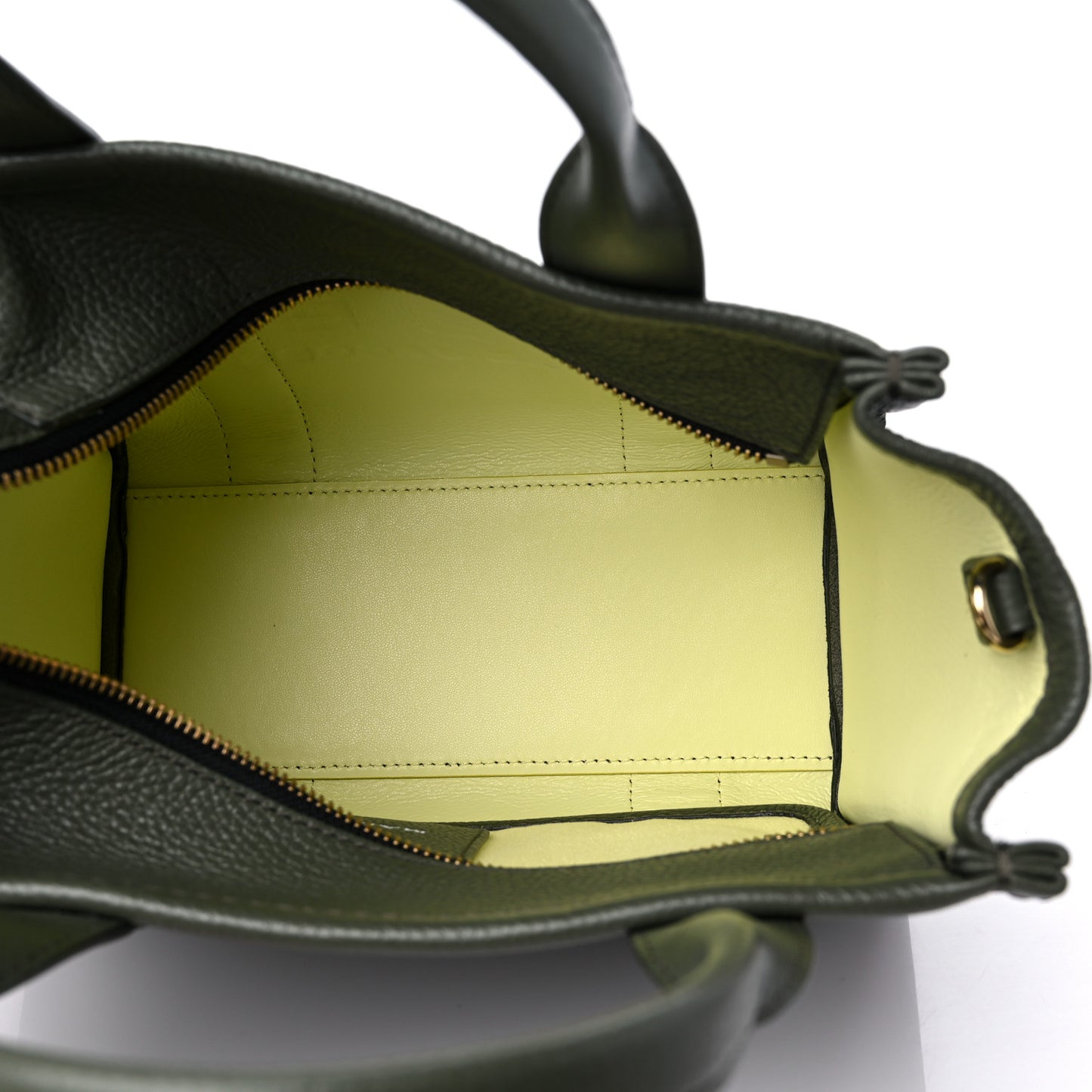 Grained Calfskin Small The Tote Bag Bronze Green