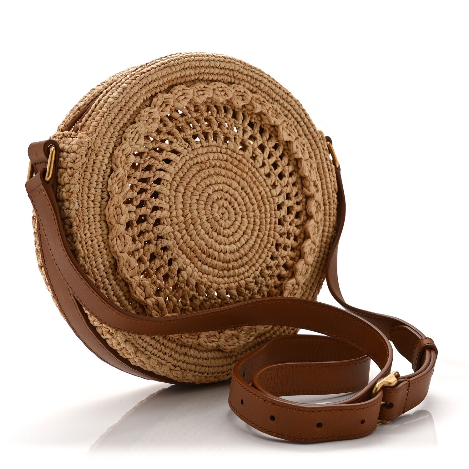 Saint Laurent Raffia Sac Round Naturel 3 of 9