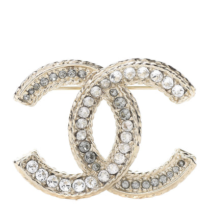 Chanel Crystal CC Brooch Pin Light Gold 1 of 4
