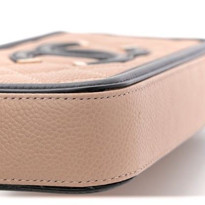 Chanel Caviar Quilted CC Filigree Clutch With Chain Beige Black 12 of 12