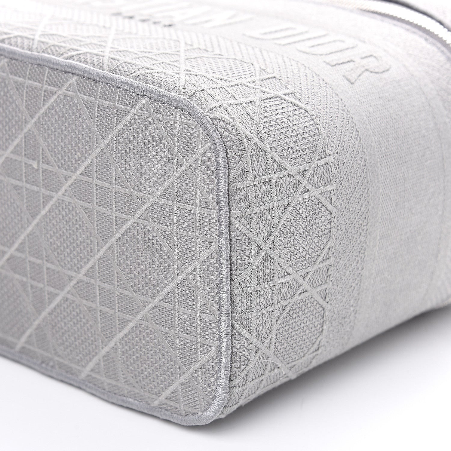 Christian Dior Canvas Embroidered Cannage Diortravel Vanity Case Grey 8 of 9