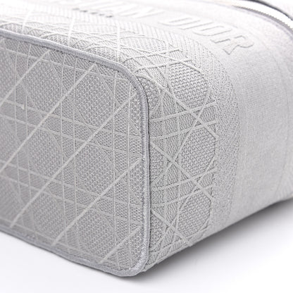 Christian Dior Canvas Embroidered Cannage Diortravel Vanity Case Grey 8 of 9