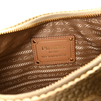 Prada Yarn Raffia Effect Crochet Arque Shoulder Bag Natural 6 of 10