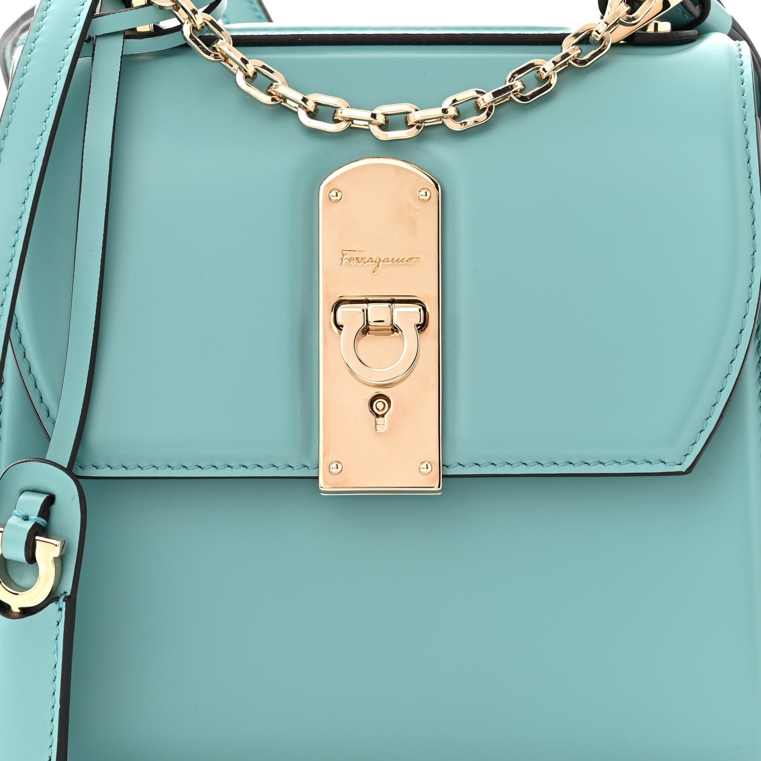 Salvatore Ferragamo Smooth Calfskin Mini Boxyz Tyrone Turquoise 7 of 9