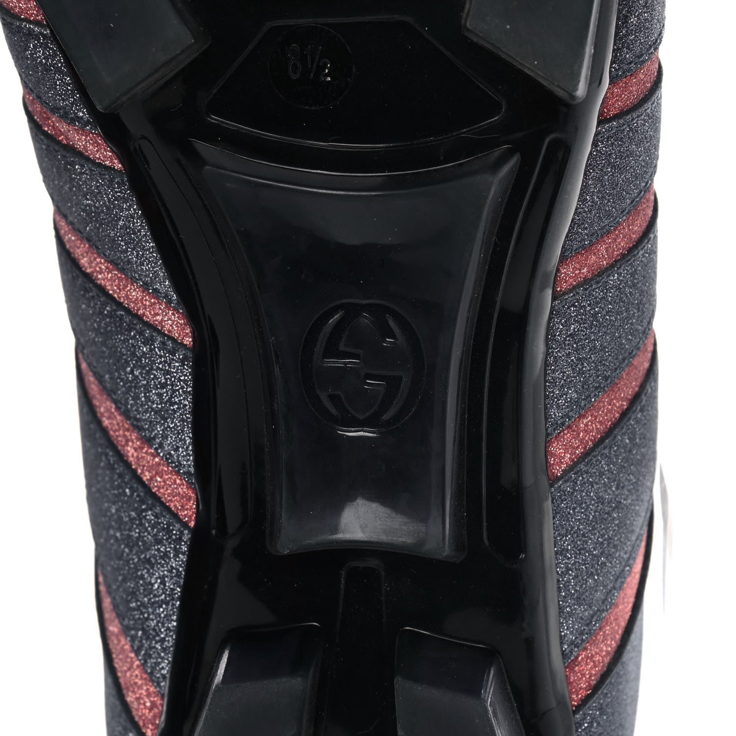 Gucci Nappa Sparkle Feline Web Titan Lace Up Sneakers 8.5 Caspian Rosso 7 of 10