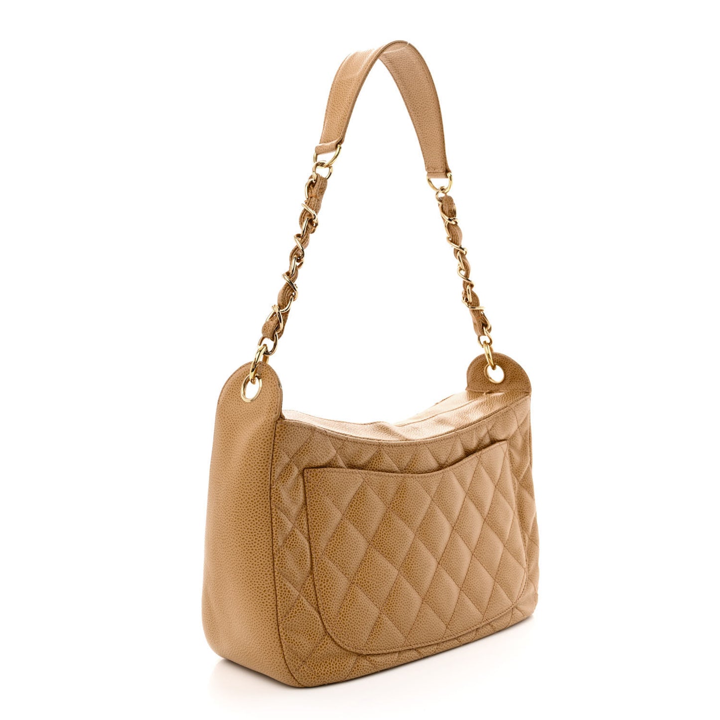 Caviar Quilted Timeless CC Shoulder Bag Beige