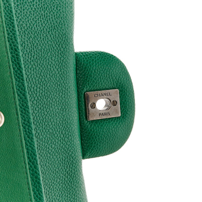 Chanel Caviar Quilted Jumbo Double Flap Green 7 of 11