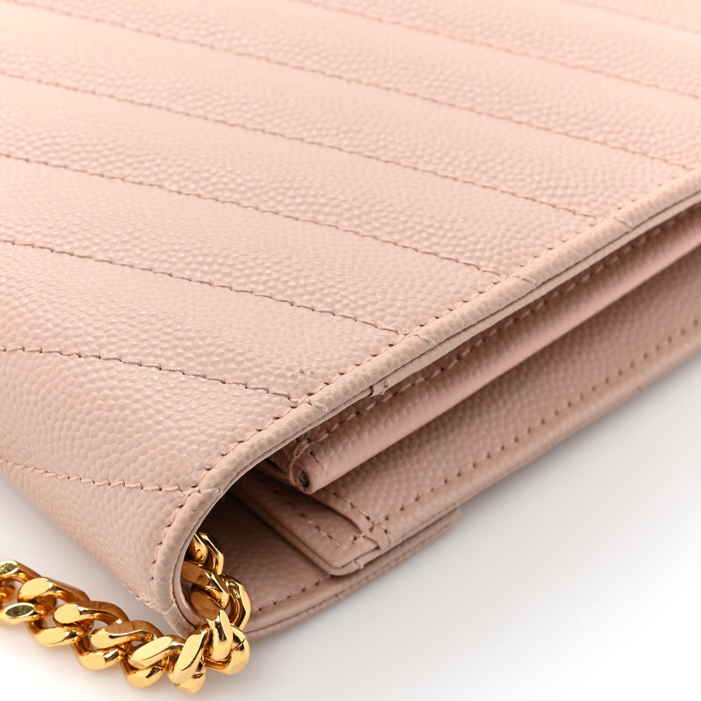 Grain De Poudre Matelasse Chevron Monogram Chain Wallet Pale Pink