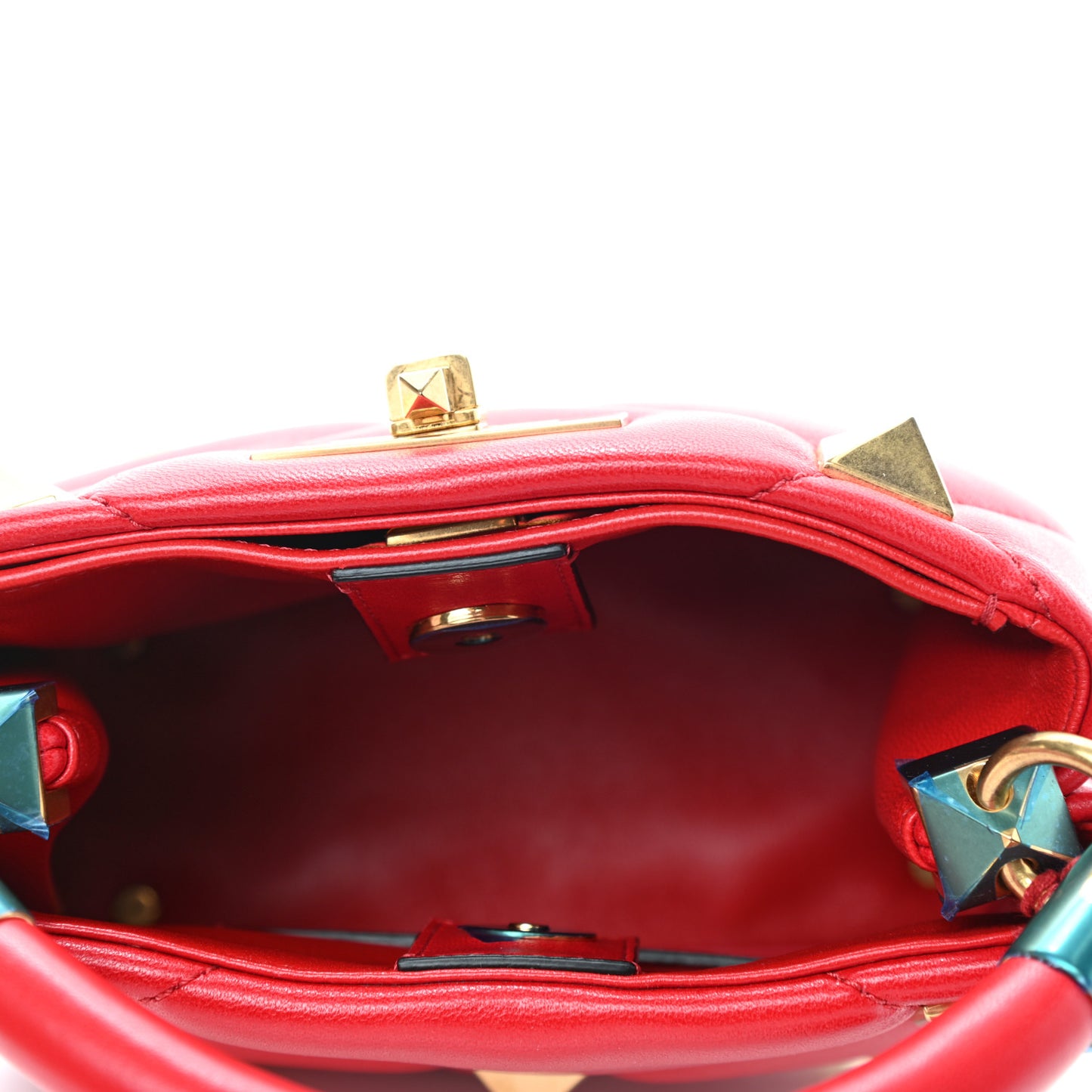 Nappa Mini Roman Stud The Handle Bag Rouge Pur