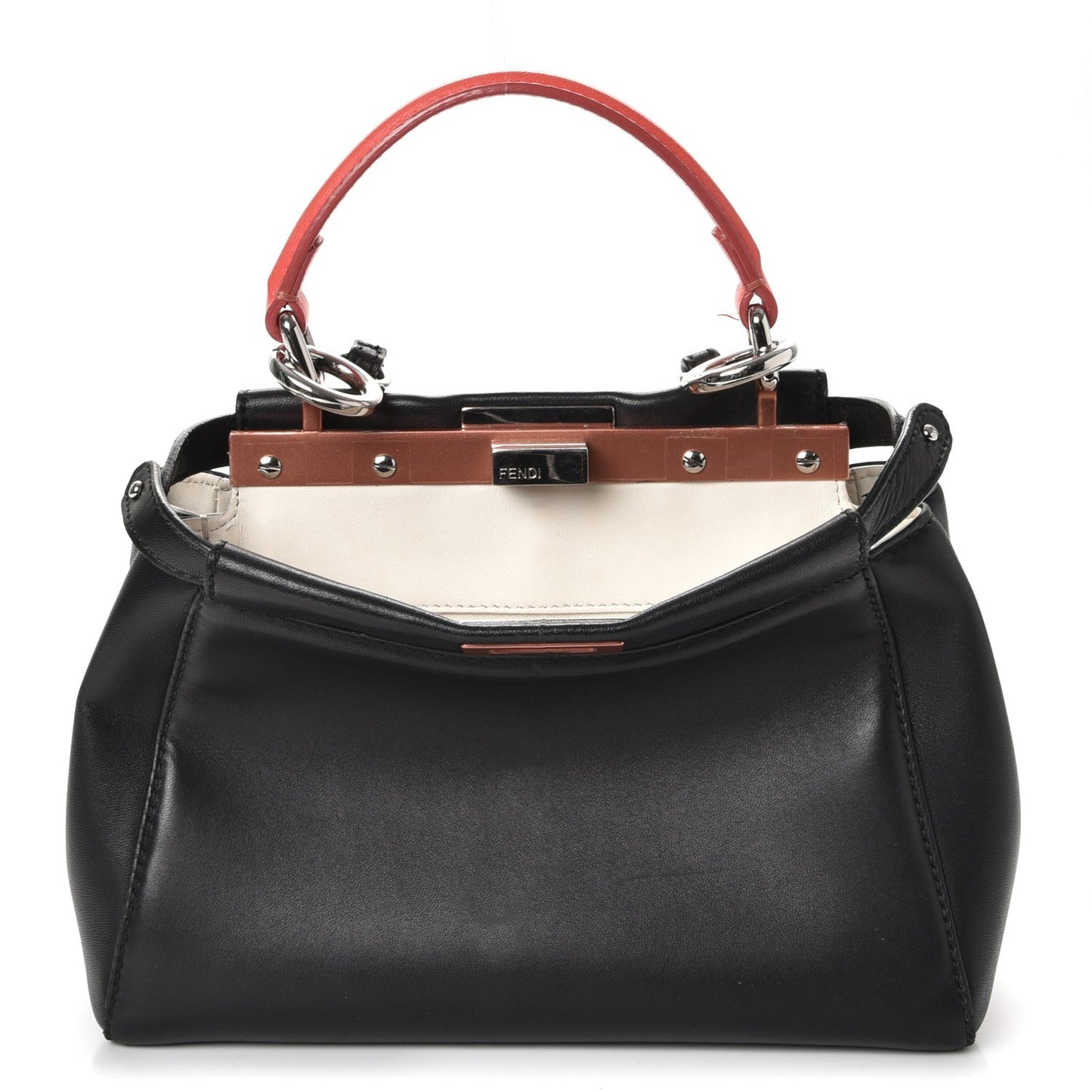 Nappa Colorblock Mini Peekaboo Iconic Satchel Black White Ecstasy