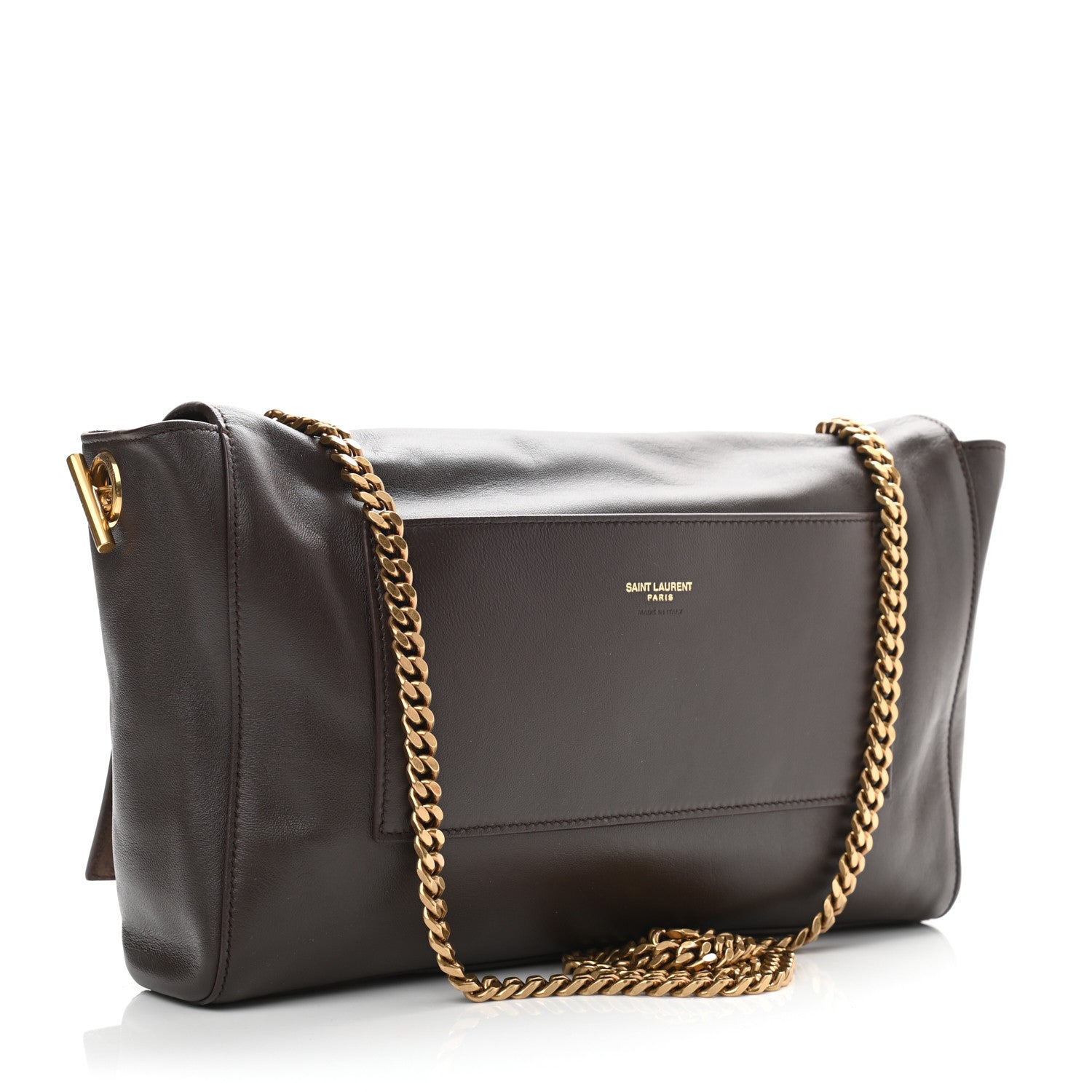 Saint Laurent Smooth Calfskin Suede Medium Reversible Monogram Kate Satchel Military Brown 3 of 9