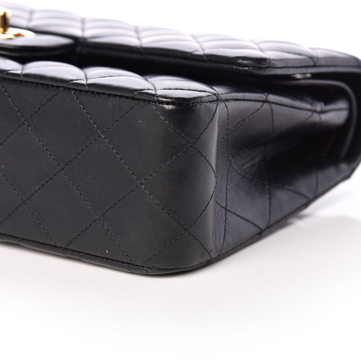 Lambskin Quilted Medium Double Flap Black