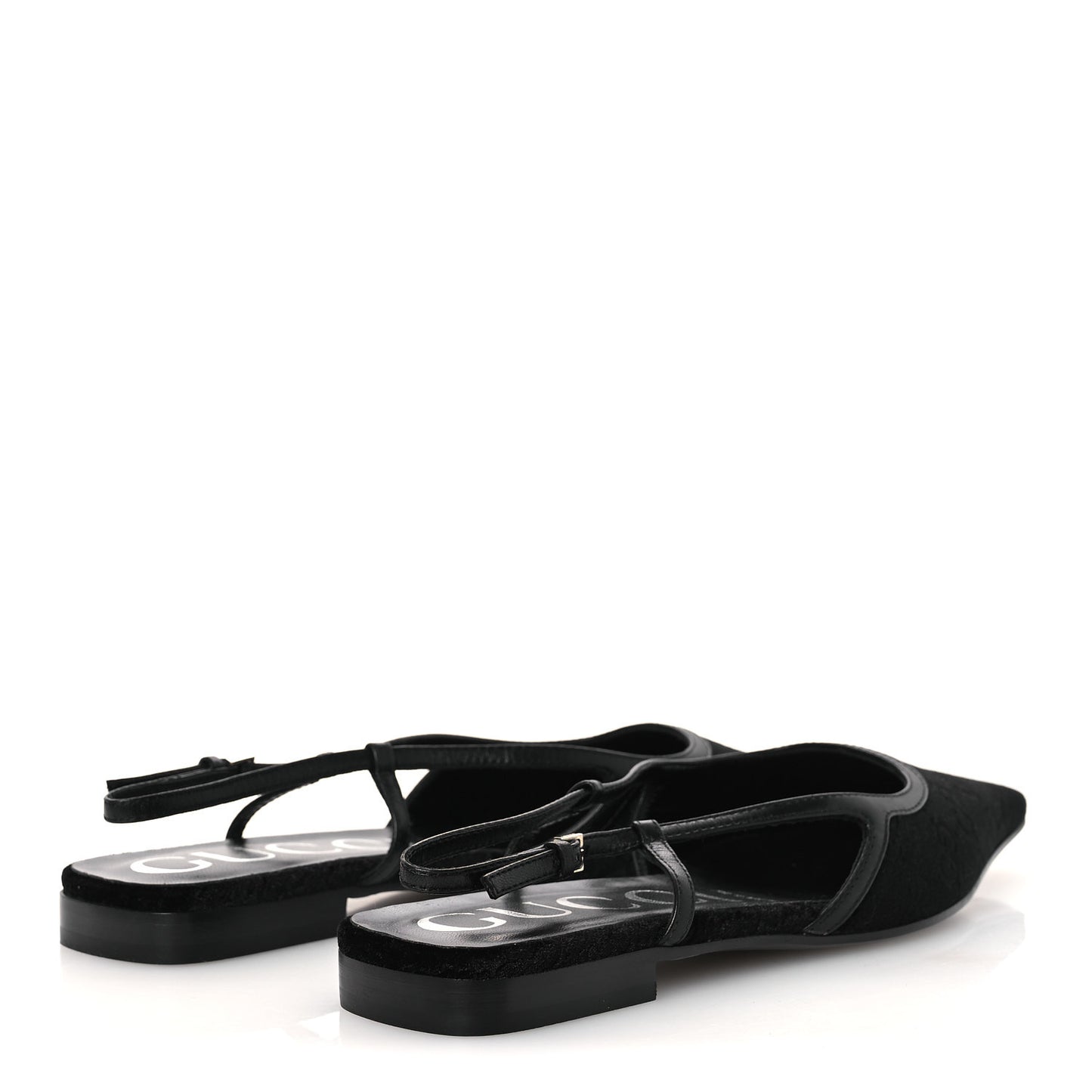 Velvet GG Monogram Slingback Ballet Flats 37.5 Black
