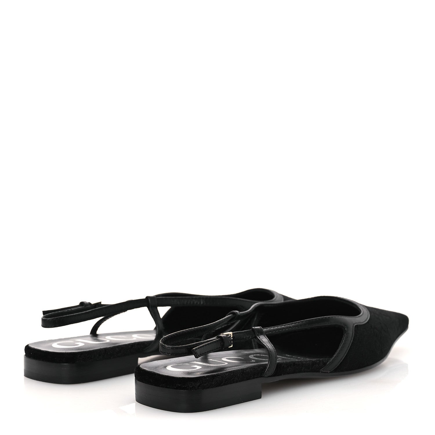 Gucci Velvet GG Monogram Slingback Ballet Flats 37.5 Black 5 of 11