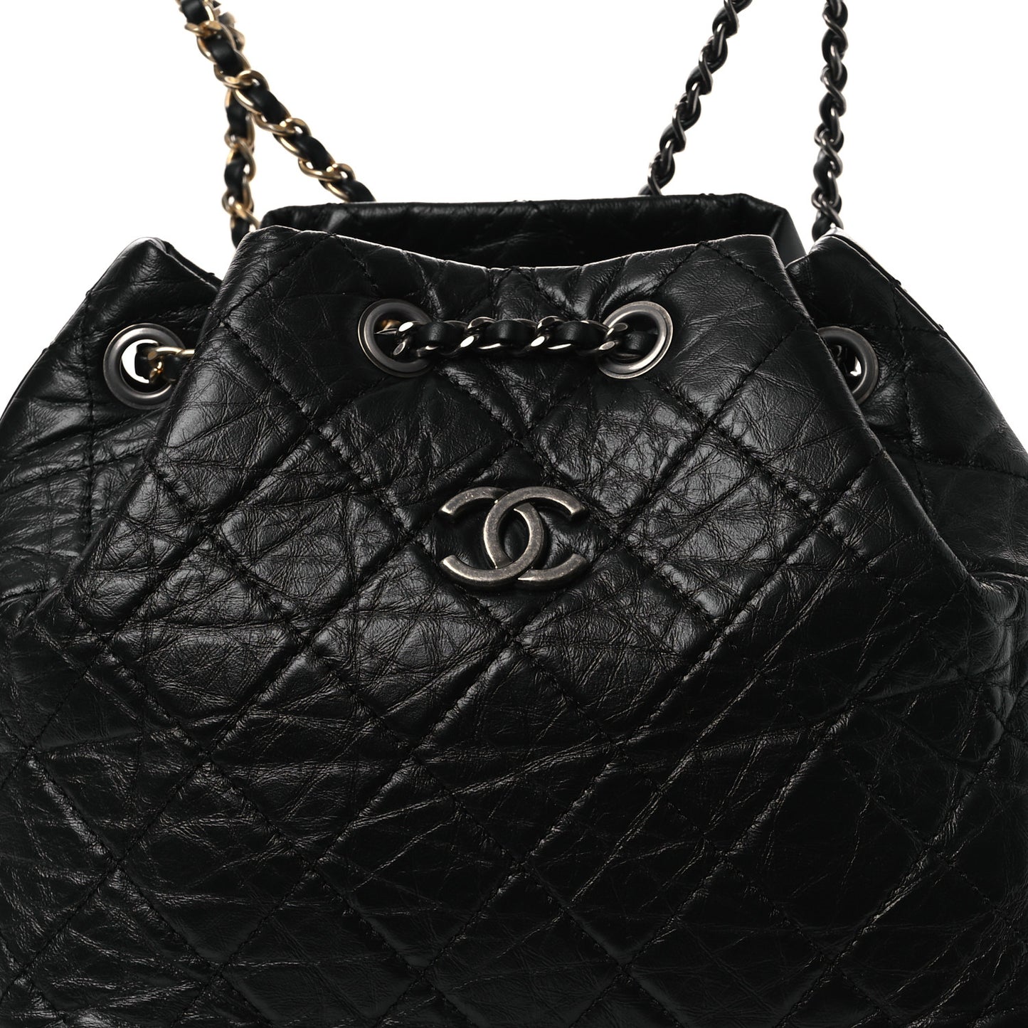 Aged Calfskin Quilted Small Gabrielle Backpack Black