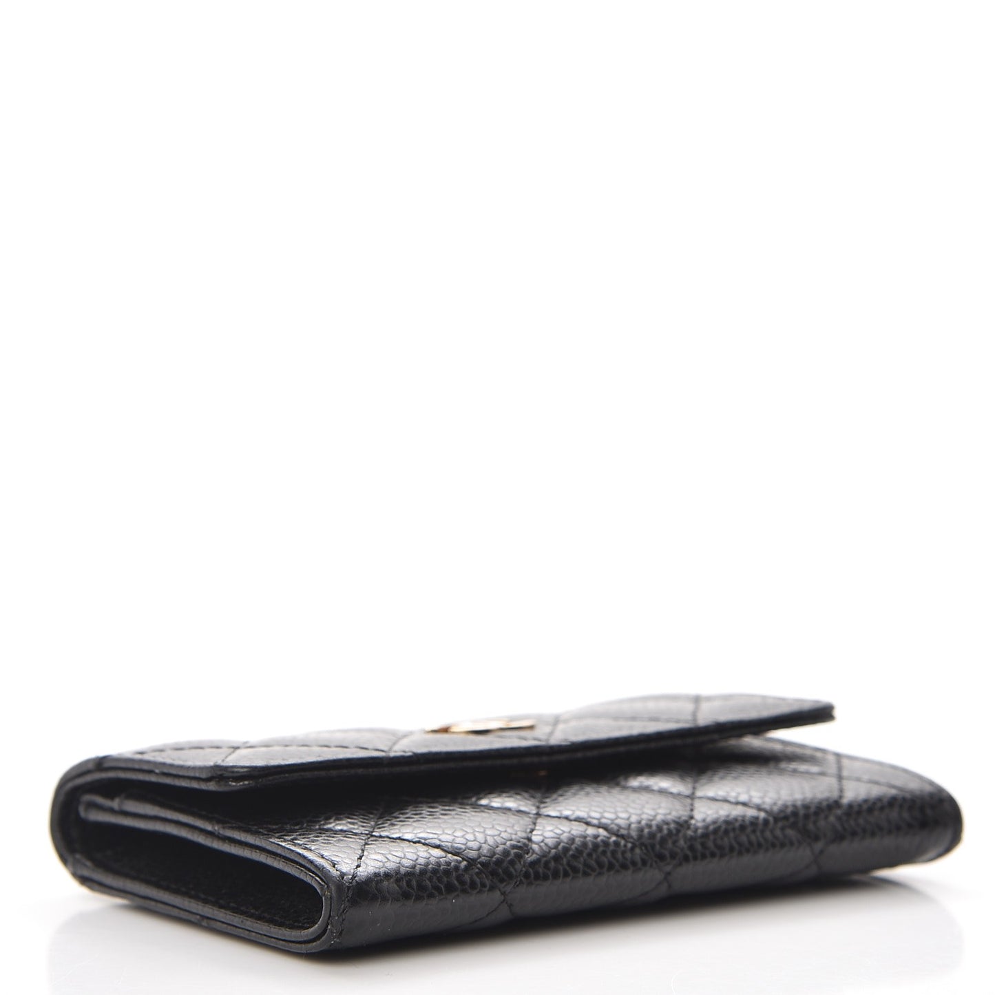 Caviar Quilted Flap Card Holder Black