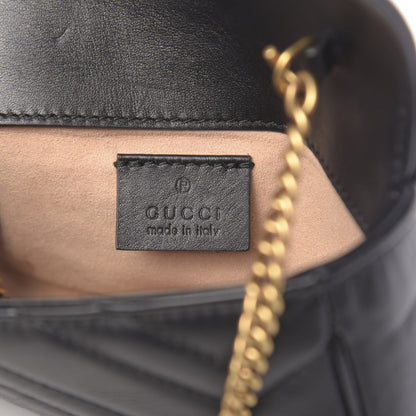 Gucci Calfskin Matelasse Super Mini GG Marmont Shoulder Bag Black 6 of 17