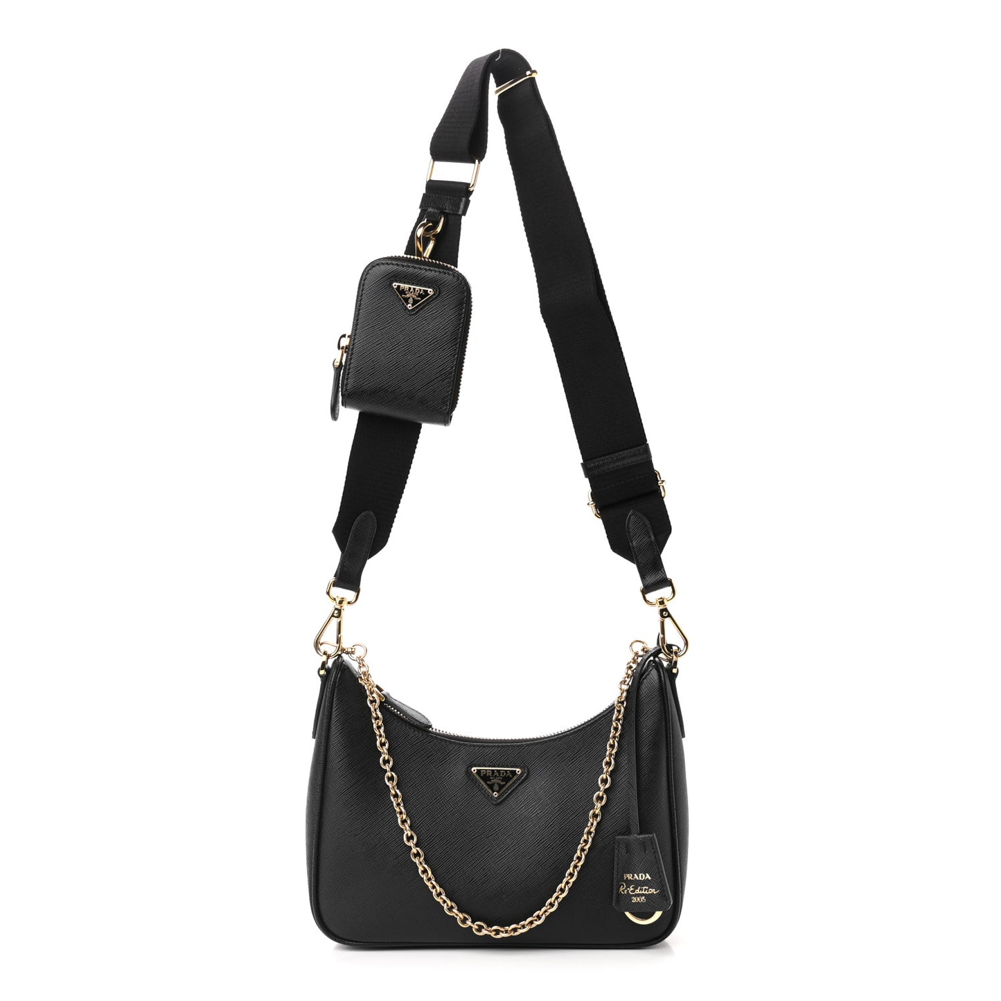 Saffiano Lux Re-Edition 2005 Shoulder Bag Black