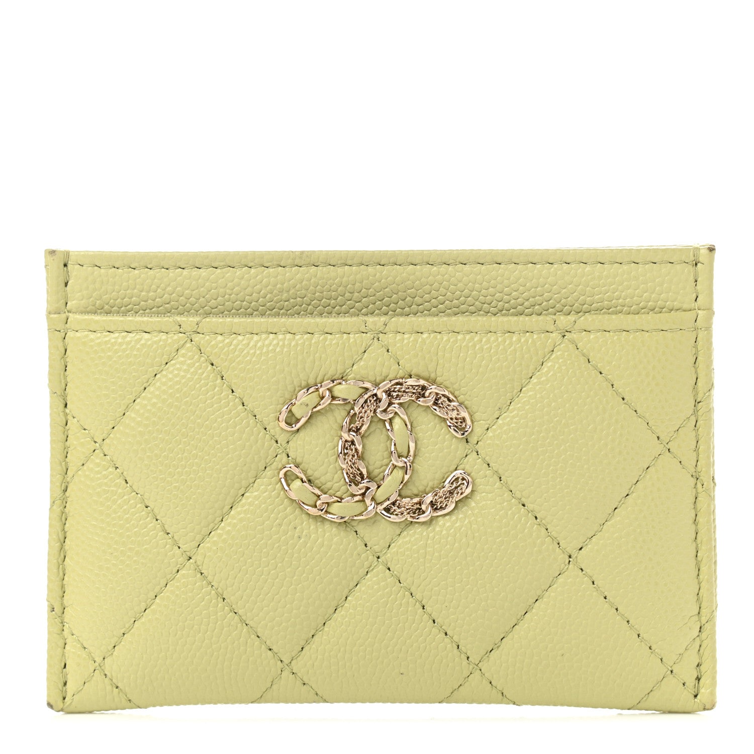 Chanel Caviar Quilted French New Wave Card Holder Light Green 1 of 8